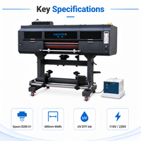 Impresora de Inyección de Tinta UV DTF de Formato Ancho de 600 mm, Multicolor, Totalmente Automática, Marca Hanying, para Impresión de Adhesivos
