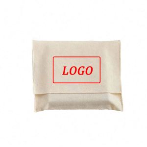 Pochette à cordon en coton et lin beige écologique avec logo personnalisé, sac anti-poussière réutilisable pour l'emballage de cosmétiques et de vêtements - Product Image 1