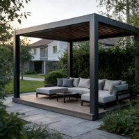 Pergola autoportante en aluminium motorisée à toit à lames orientables, éclairage RGB, protection automatique contre la pluie, écologique, pour balcon