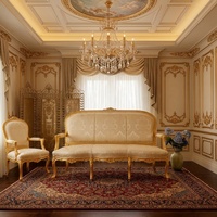 Canapé beige en bois sculpté de style baroque français, personnalisé, pour villa royale, avec feuilles dorées, style victorien, antique, dernière collection
