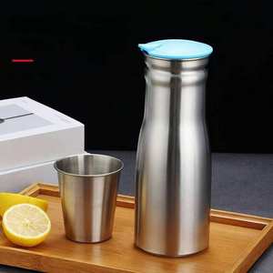 Bouilloire à eau froide en acier inoxydable de haute qualité Zunck, capacité de 1 L, non toxique et écologique avec couvercle pour le camping, utilisation en extérieur, cadeau - Product Image 2