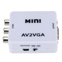 Konverter Mini AV2VGA 1080P RCA ke VGA Adaptor Upscaler untuk Konsol Game Retro PS2 Pemutar DVD Monitor
