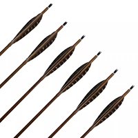 Flèches en carbone de bambou de 35 pouces, D6.2mm, flèches rétro traditionnelles avec plumes de dinde de 5 pouces pour tir à l'arc longbow, chasse et tir.