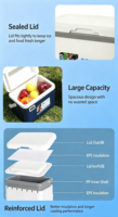 Glacière isotherme portable pour aliments, conservation de la glace jusqu'à 2 jours. Scellé étanche et durable, portable, pour les voyages en voiture, le camping