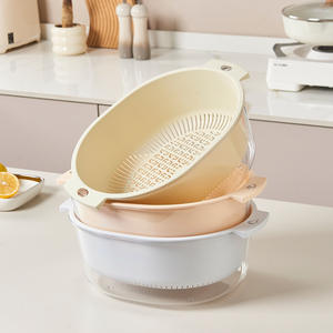 โฮมเชฟอ่างล้างผักสองชั้นพลาสติกตะกร้าระบายน้ำผลไม้ในครัวอเนกประสงค์ 1 ชิ้น - Product Image 4