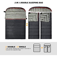 Sac de couchage de camping imperméable à l'eau pour deux personnes-Sac intérieur chaud avec capuche