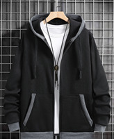 Sweat-shirt à capuche zippé intégral en molleton pour homme, coupe oversize à épaules tombantes, avec poche kangourou, bord côtelé contrastant, personnalisable avec logo