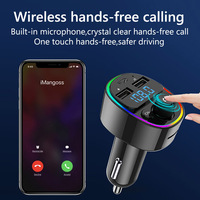 G67 Car BT 5,0 Transmisor FM inalámbrico con luz de ambiente retroiluminada LED Reproductor de CD Cargador de coche USB MP3/WAV Música sin pérdidas