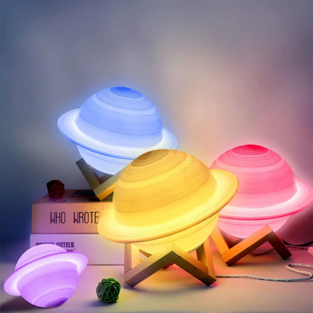 Декоративное освещение Amazon, светодиодная перезаряжаемая Ночная лампа Saturn, освещение для детской комнаты на батарейках