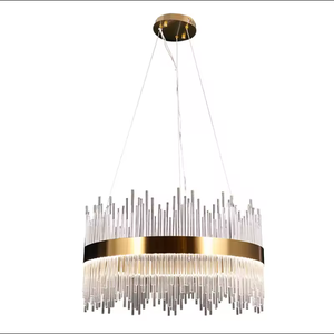 Zèle éclairage lustre en verre nordique avec hauteur réglable anneau en or cristal pendentif lumière cercle Design LED pour salon - Product Image 6