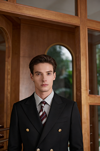 Traje de Hombre Casual de Lana a Medida MTM, Traje de Hombre de Estilo <span class=keywords><strong>Italiano</strong></span> Cruzado, Traje Retro Clásico para Eventos Nocturnos - Product Image 3