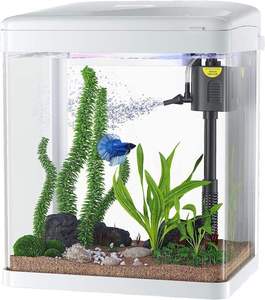 2 <strong>Gallon</strong> Glass Betta Fish <strong>Tank</strong> <strong>3</strong> in 1 <strong>Aquarium</strong> with Filter Light Desk Mini Fish Bowl for Home Office - Product Image 2