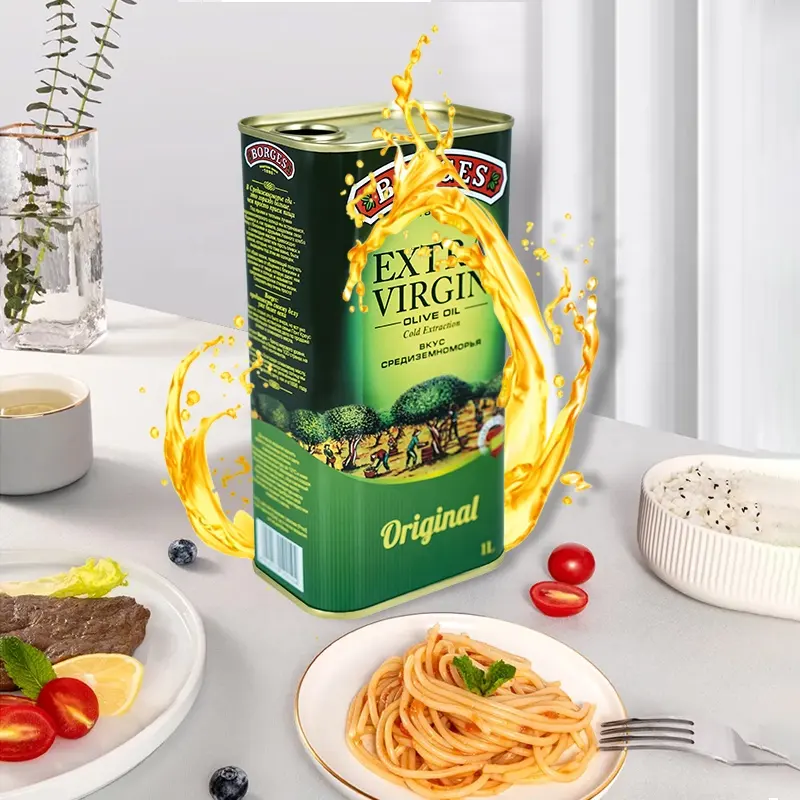 Vente en gros de boîtes d'huile d'olive avec logo personnalisé de 250ml 500ml 1L 3L 5L Boîtes d'huile comestible boîtes de conserve à impression couleur