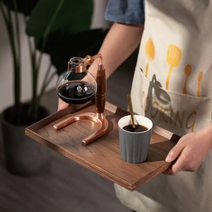 Plateau de service personnalisé en noyer noir pour la présentation de café, thé et desserts - Product Image 1