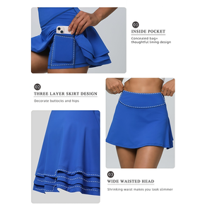 Rok Golf Slim Logo Kustom, Rok Olahraga Lari Kasual dengan Celana Dalam, Pakaian Tenis Pickleball Wanita yang Bernapas - Product Image 5