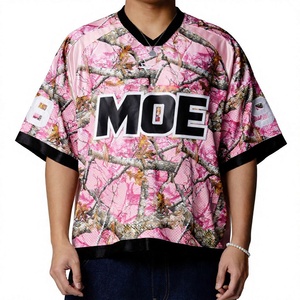 Trendy Wholesale Custom Unisex camouflage Mesh American Football Jersey Pink Camo Oversized Custom OEM Private <b>Label</b> Wholesale - Product Image 1