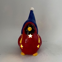 Oiseau rouge en céramique peint à la main avec lumière led