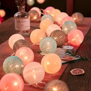 Valentine's Day 3M/10FT 20 LED Cotton Ball Lights Cotton Ball String USB or Battery Powered 4CM Cotton Ball Fairy Lights