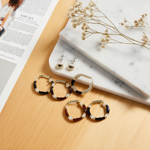 Orecchini a Cerchio in Acciaio Inossidabile Placcati Oro, Bicolore Verde e Nero, Gioielli da Festa alla Moda per Donne, Orecchini Pendenti Trendy - Product Image 3