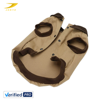Veste d'hiver pour chien en toile kaki coupe-vent avec bordure marron, vêtements décontractés pour chien avec boutons-pression