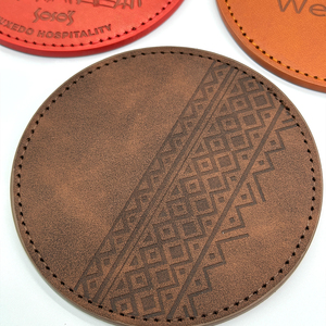 Personalized Custom Table Placemats High Quality Round Tea <b>Cup</b> coaster Home Decor Luxury Reusable PU Leather coaster THC-021 - Product Image 5
