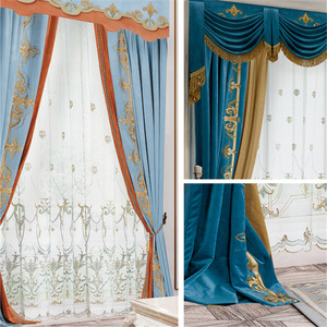 Rèm Cửa Sổ 2022 Sang Trọng Dùng Trong Phòng Khách Màu Xanh Dương Bán Sỉ Thổ Nhĩ Kỳ Kiểu Châu Âu Đức Rèm Cửa Sổ Thêu Thiết Kế - Product Image 6