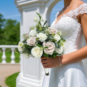 GNW, impresionantes ramos de novia artificiales personalizados, flores atadas a mano, mezcla de realismo con durabilidad, sin marchitamiento decorativo - Product Image 1