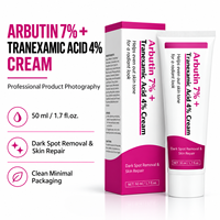 Crème OEM/ODM 7% Arbutine + 4% Acide Tranexamique 50ml Emballage Neutre pour Femmes Usage Diurne Réduction des Taches Brunes & Réparation de la Peau
