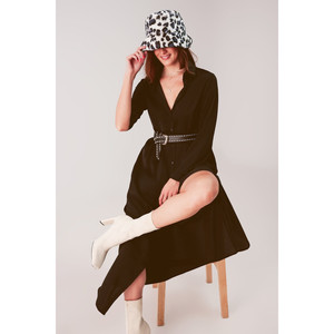 Robe longue ample à col plongeant en noir - Product Image 3