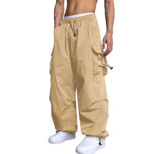 Oversized Cargobroek Voor Heren Met Meerdere Zakken, Elastische Taille Met Trekkoord, Losse Hiphop Streetwear-Broek - Product Image 5