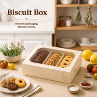 Boîtes à biscuits personnalisables en carton ivoire jetable avec fenêtre pour emballage de pâtisserie