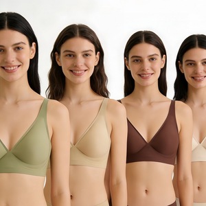 <span class=keywords><strong>Reggiseno</strong></span> in nylon solido invisibile senza ferretto da donna, scollo a V profondo, sottile, morbido, confortevole, per seni grandi, con schiena a U piccola, a mezza coppa - Product Image 4