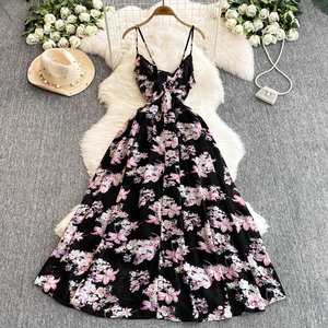 精品批发2026夏季新款时尚气质碎花减龄中长款修身女连衣裙 - Product Image 2