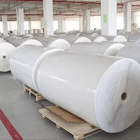 Papier d'art semi-brillant de 1535 mm provenant d'une usine à source durable, étiquette autocollante jumbo, matière première pour étiquette à transfert thermique, rouleau jumbo
