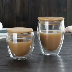 Promotional 80ml 150ml 250ml borosilicate drinking water glass heat-resistant reusable custom double wall glass cup