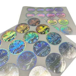 Adesivo de holograma cortado com impressão de logotipo personalizado 3D anti-falsificação com glitter