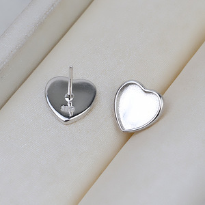 Handmade S925 <b>Silver</b> Fine <b>Stud</b> Earrings Korean Version Female DIY Accessory European American Color Separated Lip 8-13 Pearl - Product Image 2