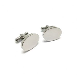 High Quality Custom Steel Cuff Links Hot-Selling Oval Shape Suit and Shirt for Men No MOQ - Product Image 1
