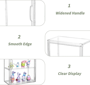 Display Case akrilik untuk koleksi <span class=keywords><strong>3</strong></span> tingkat Figure Display Case dengan <span class=keywords><strong>2</strong></span> piring bergerak Display bening Case untuk angka stiker - Product Image 5