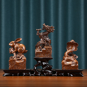 Figurines d'animaux du zodiaque en cuivre violet, nuage porte-bonheur, 12 pièces, décoration de bureau, cadeau artisanal pour la maison et le bureau - Product Image 3