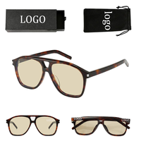 Lunettes de soleil polarisées sur mesure en acétate MOSI BC-9227, monture intégrale durable, style rétro surdimensionné écaille de tortue pour hommes et femmes