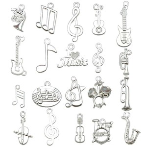 Silver Alloy Musical Instrument Charms For DIY Jewelry Making Pendant Accessories Unisex Everyday Wear - Product Image 5