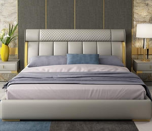 سرير جلدي فاخر شمالي سرير جلد إيطالي بسيط حديث - Product Image 2