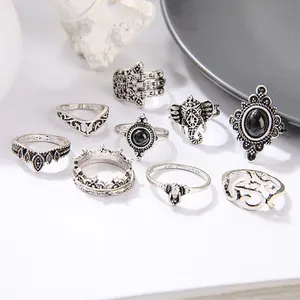 Großhandel 2021 Trendy Antik Silber Hamsa Hand Wave Kristall Schmuck Kunden spezifische Männer Frauen Einfache Mode Ringe anillos de mujer