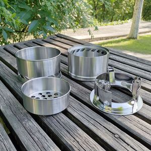 Stainless Steel Wood Stove Portable Outdoor <b>Camping</b> Stove Folding Picnic Barbecue Grill Silver Q135 - Product Image 3