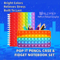 Pop It Federmäppchen-Set aus Silikon, einfache Stiftebox, Fidget-Notizbuch-Spielzeug zur Stresslinderung für Kinder und Erwachsene