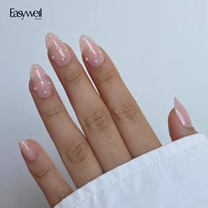 Faux ongles en forme d'amande courts de luxe Easywell avec emballage personnalisé, en acrylique, faits à la main, en gel souple, à presser, de haute qualité - Product Image 1