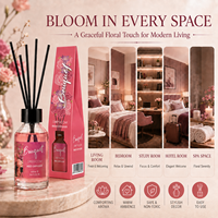 Diffuseur à bâtonnets 100 ml en gros avec senteurs florales et fruitées, bâtonnets en rotin et flacon en verre pour l'ambiance de la maison