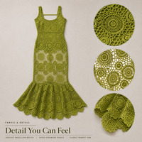 Robe longue en dentelle crochet verte personnalisée ODM OEM pour femme, sans manches, ajourée, style queue de poisson, tenue de plage, paréo