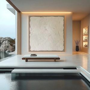 Peinture texturée contemporaine, art mural carré blanc abstrait minimaliste, décoration fantastique, art moderne sur toile pour la maison et la galerie - Product Image 5